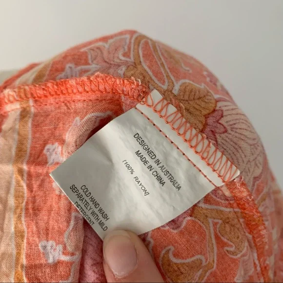 Paper Heart Floral Boho Midi Sleeveless Dress Size 12 Orange Peach - Picture 6 of 6